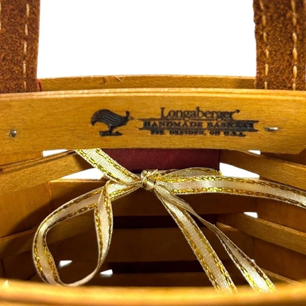 Longaberger LITTLE SHOPPER BASKET 2008 Tree Trimming Lid Liner Protector Tie-on